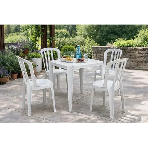 Conjunto de Mesa e 4 Cadeiras de Plástico Goyana Branco