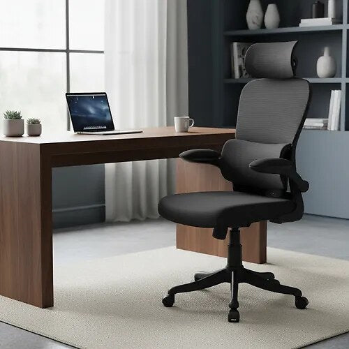 Cadeira de Escritório Ergonômica Luvinco Genebra B500 Mesh com Apoio Lombar Preta