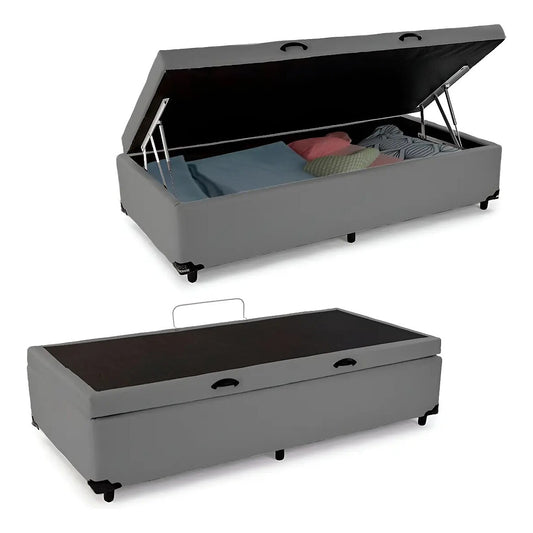 Cama Box Baú Solteiro Sereneprime Sintético Cinza 88 x 188 x 44 cm