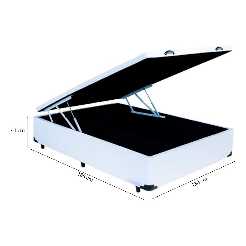 Cama Box Baú Casal com Colchão Toronto Molas Ensacadas D33 32 cm Branco